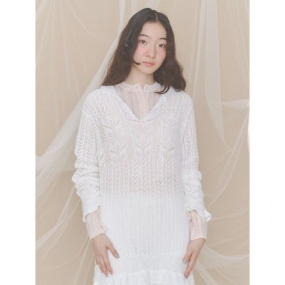 floral pointelle knit （オフホワイト）｜詳細画像