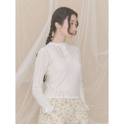floral pointelle knit （オフホワイト）｜詳細画像