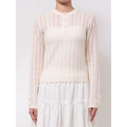 floral pointelle knit （オフホワイト）｜詳細画像