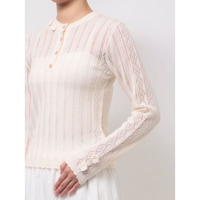 floral pointelle knit （オフホワイト）｜詳細画像