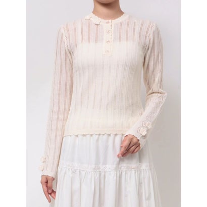 floral pointelle knit （オフホワイト）｜詳細画像