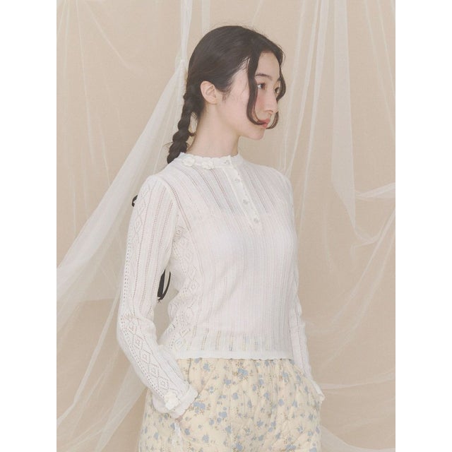 floral pointelle knit （オフホワイト）