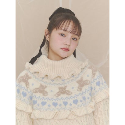 bear yoke knit tops （グレー）｜詳細画像