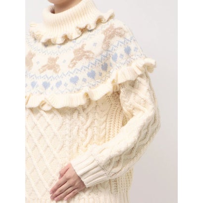 bear yoke knit tops （グレー）｜詳細画像