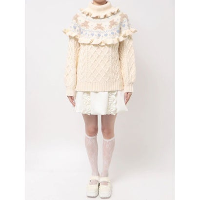 bear yoke knit tops （グレー）｜詳細画像