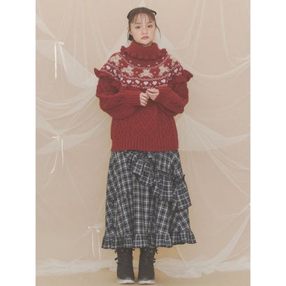 bear yoke knit tops （グレー）｜詳細画像