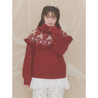 bear yoke knit tops （アイボリー）｜詳細画像