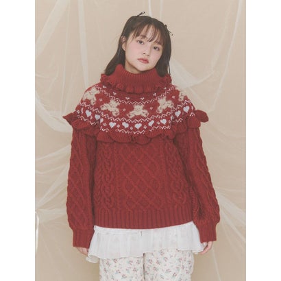 bear yoke knit tops （アイボリー）｜詳細画像