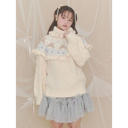 bear yoke knit tops （アイボリー）｜詳細画像