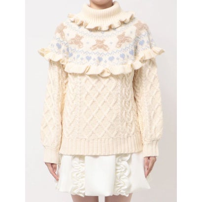 bear yoke knit tops （アイボリー）｜詳細画像