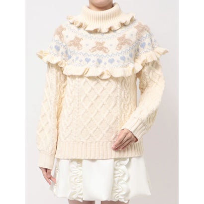 bear yoke knit tops （アイボリー）｜詳細画像