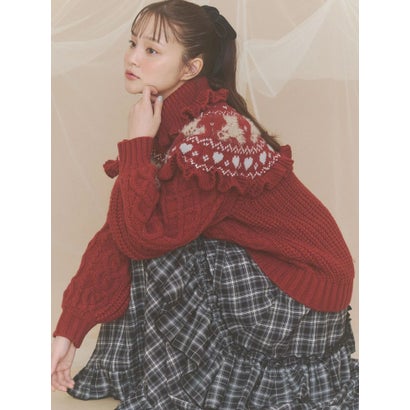 bear yoke knit tops （アイボリー）｜詳細画像