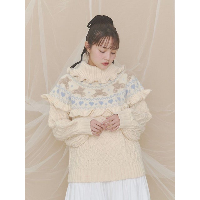bear yoke knit tops （アイボリー）