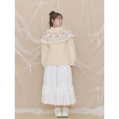 bear yoke knit tops （レッド）｜詳細画像