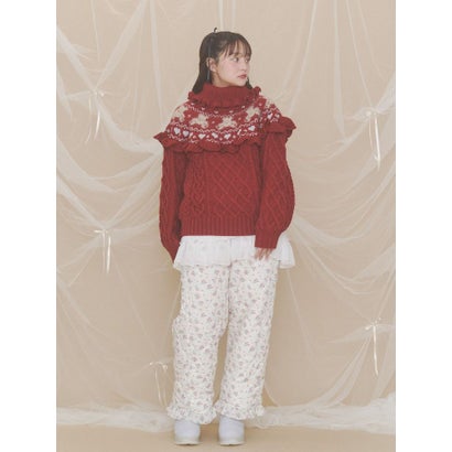 bear yoke knit tops （レッド）｜詳細画像