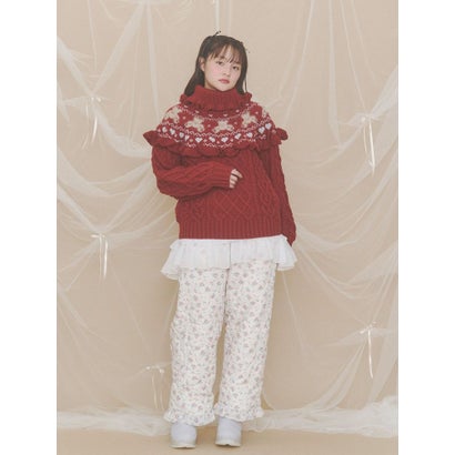 bear yoke knit tops （レッド）｜詳細画像