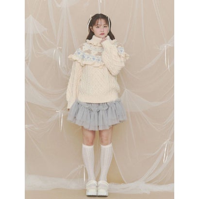bear yoke knit tops （レッド）｜詳細画像