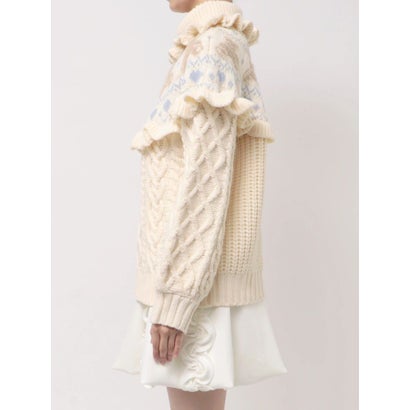 bear yoke knit tops （レッド）｜詳細画像