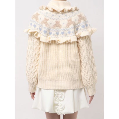 bear yoke knit tops （レッド）｜詳細画像