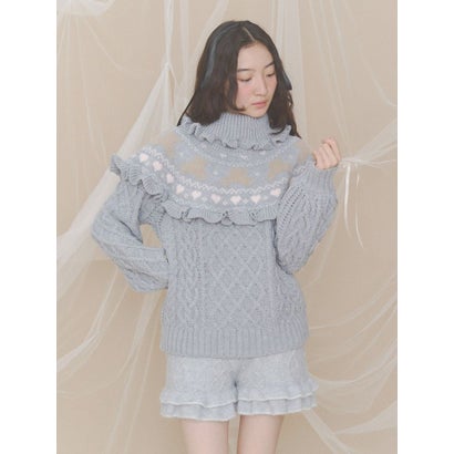 bear yoke knit tops （レッド）｜詳細画像