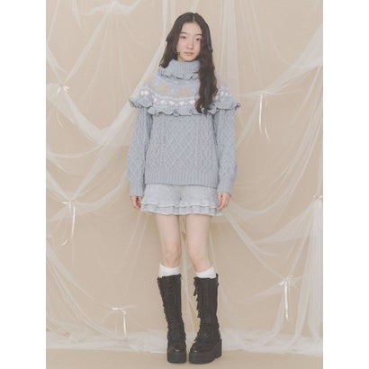 bear yoke knit tops （レッド）｜詳細画像