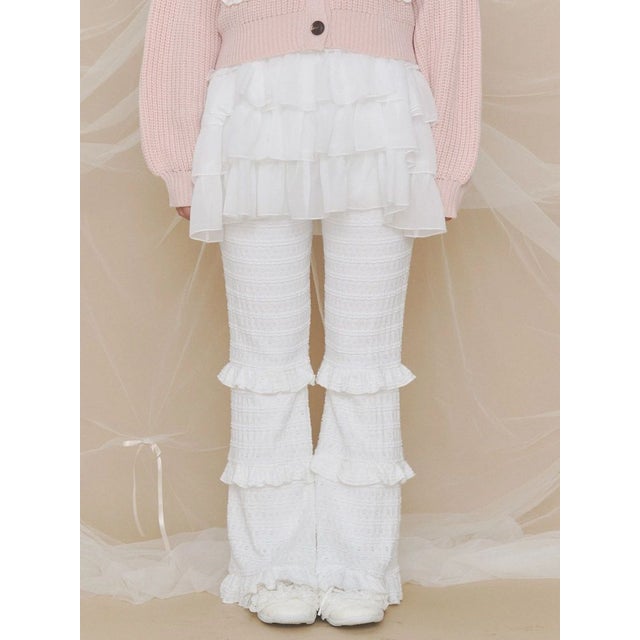 ふわふわレースフレアパンツ （オフホワイト）