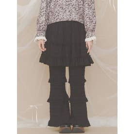 ふわふわレースフレアパンツ （ブラック）
