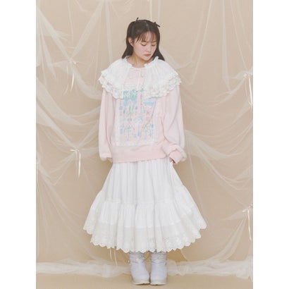 lace ribbonギャザースカート （オフホワイト）｜詳細画像