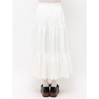lace ribbonギャザースカート （オフホワイト）｜詳細画像