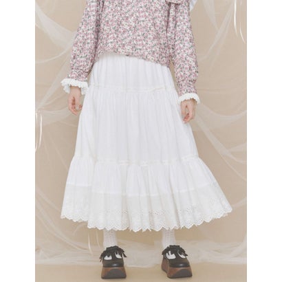 lace ribbonギャザースカート （カーキ）｜詳細画像