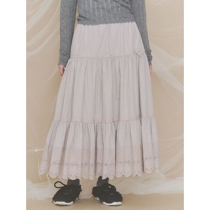 lace ribbonギャザースカート （カーキ）｜詳細画像