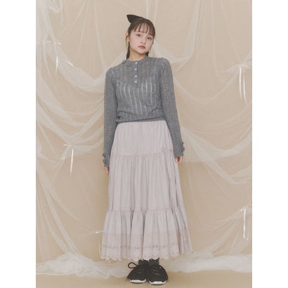 lace ribbonギャザースカート （カーキ）｜詳細画像