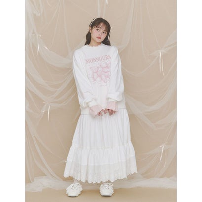 lace ribbonギャザースカート （カーキ）｜詳細画像