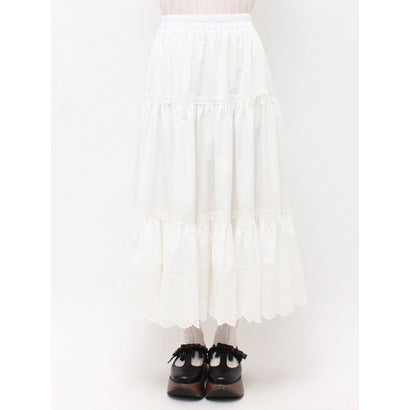 lace ribbonギャザースカート （カーキ）｜詳細画像
