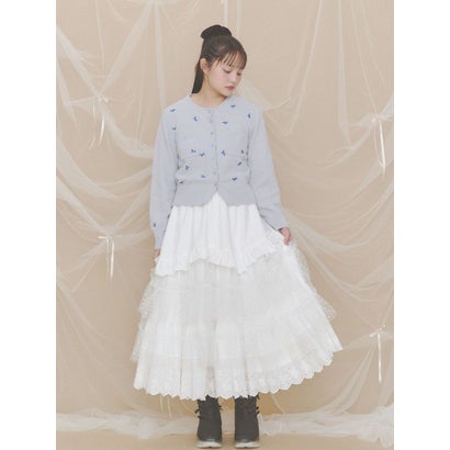 lace ribbonギャザースカート （ピンク）｜詳細画像