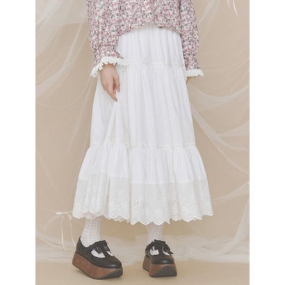 lace ribbonギャザースカート （ピンク）｜詳細画像