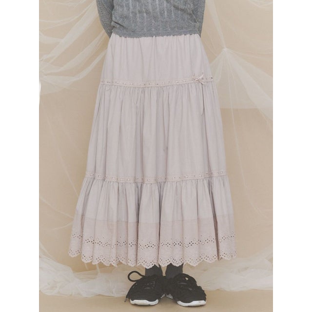 lace ribbonギャザースカート （ピンク）
