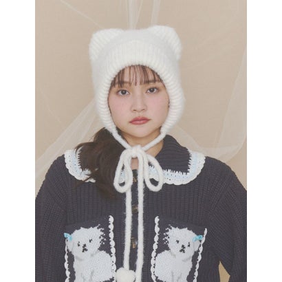 Bear Ear Knit Cap （ベージュ）｜詳細画像