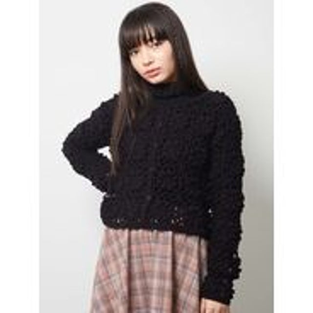 merry jenny flowerクロシェカーディガン（ブラック） -ファッション
