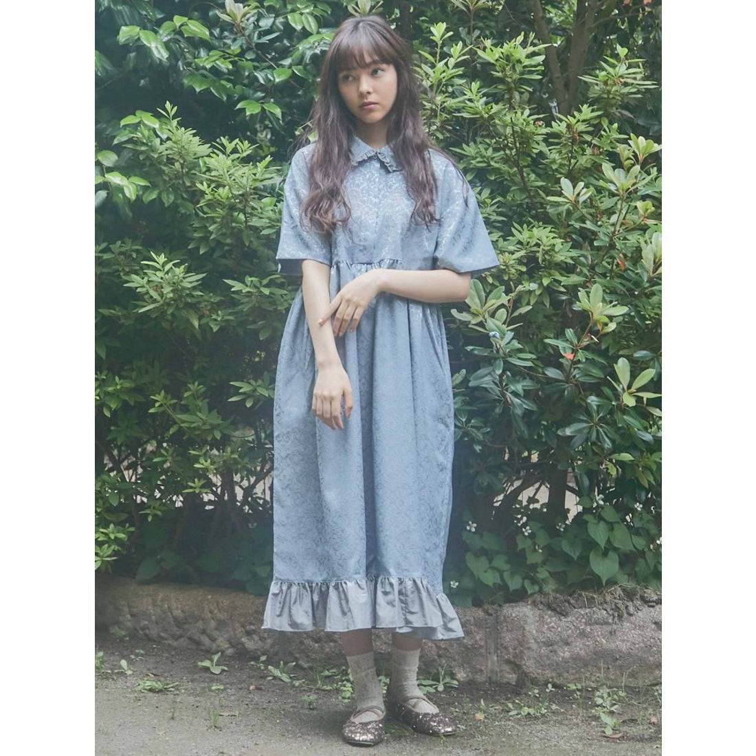 新品 merry jenny ベージュ bearジャガードシャツワンピース 半袖 merry jenny bearジャガードシャツワンピース（ベージュ