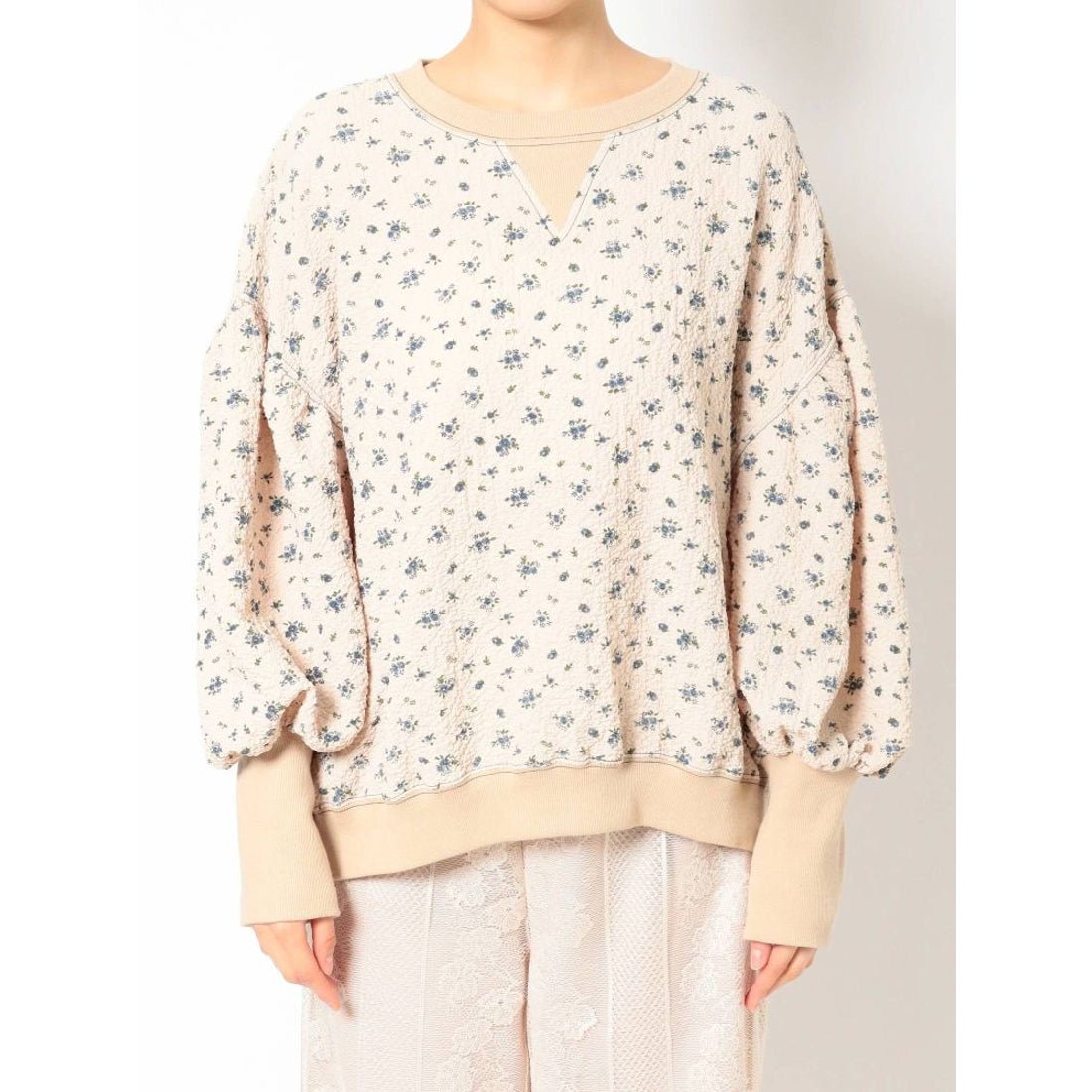 merry jenny floral ルーズパフtops（オフホワイト） -ファッション 
