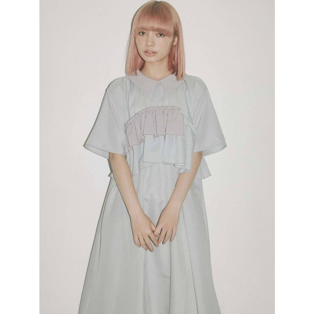 merry jenny 【WEB限定】ギンガムパッチワークワンピース（ブルー