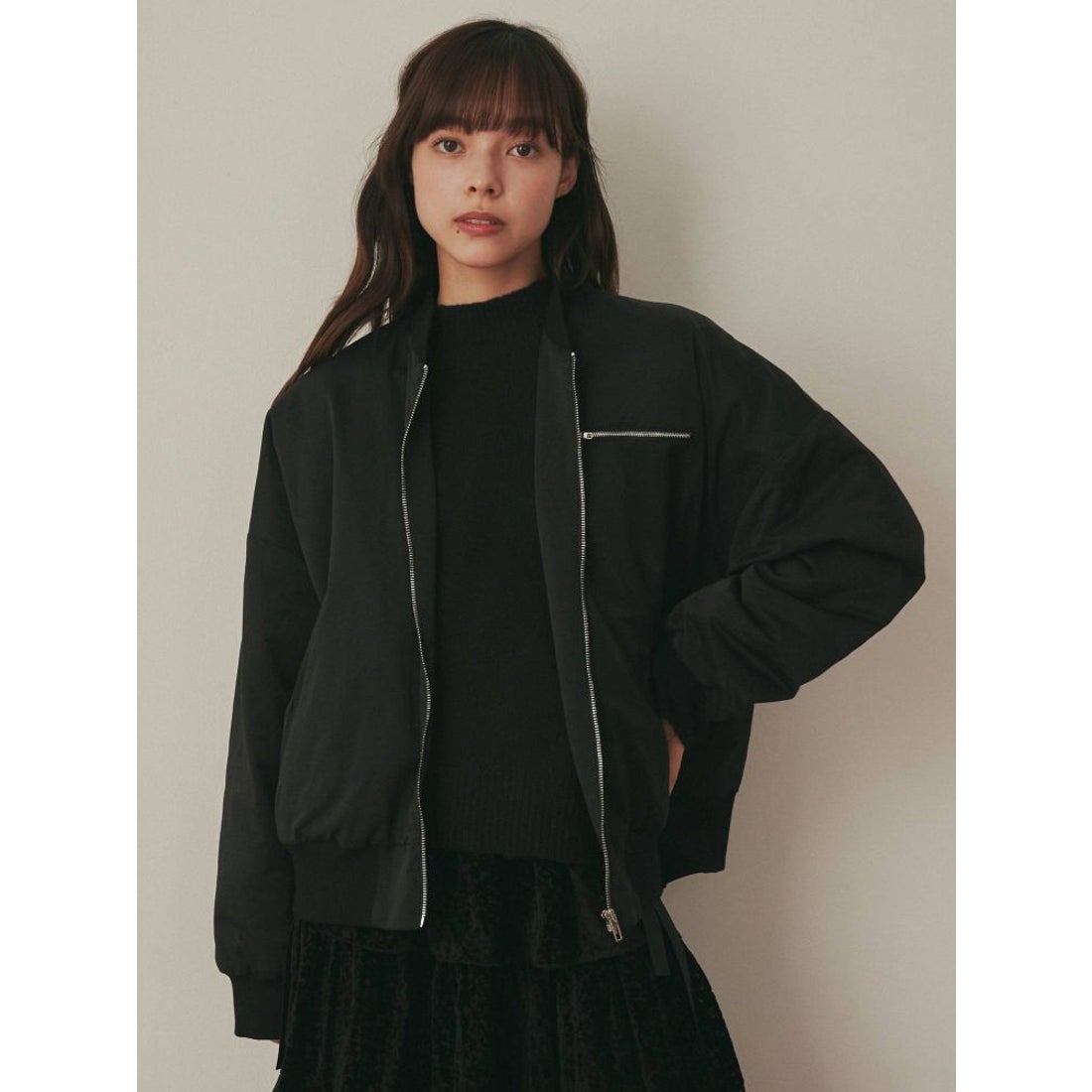 merry jenny Back Ribbon MA1（ブラック） -ファッション通販 FASHION 
