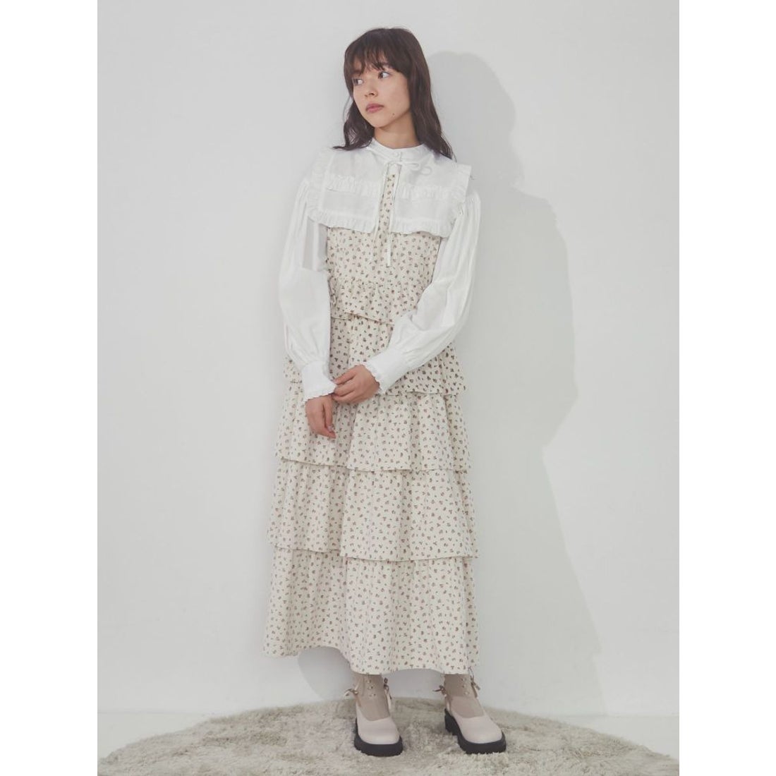 merry jenny petit flowerティアードジャンスカ（ミントグリーン