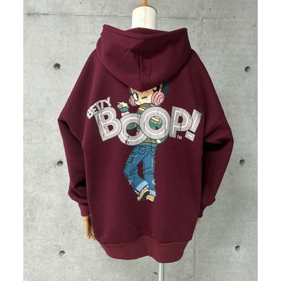裏起毛BETTY BOOP バックプリントオーバーサイズパーカー （ワインレッド）｜詳細画像