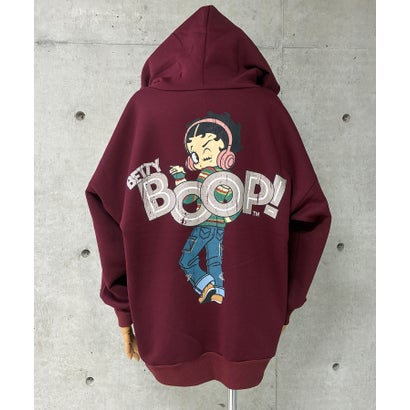裏起毛BETTY BOOP バックプリントオーバーサイズパーカー （ワインレッド）｜詳細画像