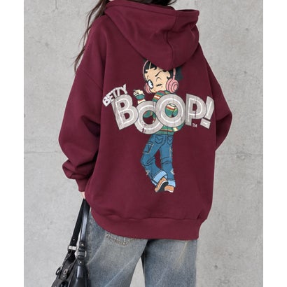 裏起毛BETTY BOOP バックプリントオーバーサイズパーカー （ワインレッド）｜詳細画像