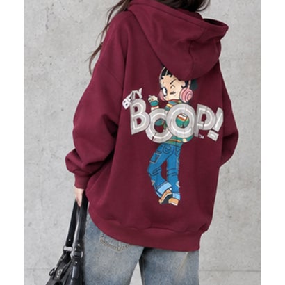 裏起毛BETTY BOOP バックプリントオーバーサイズパーカー （ワインレッド）｜詳細画像