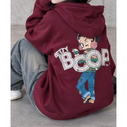 裏起毛BETTY BOOP バックプリントオーバーサイズパーカー （ワインレッド）｜詳細画像