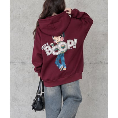 裏起毛BETTY BOOP バックプリントオーバーサイズパーカー （ワインレッド）｜詳細画像